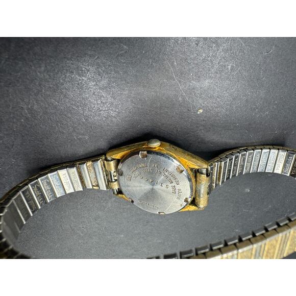 SEIKO Quartz Gold Tone Women's Date Day Watch 22mm 7N83-0011 Stretch Band - Picture 8 of 11